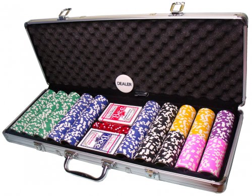 Настольная игра Набор для игры в покер в металлическом кейсе 500 фишек (Poker)