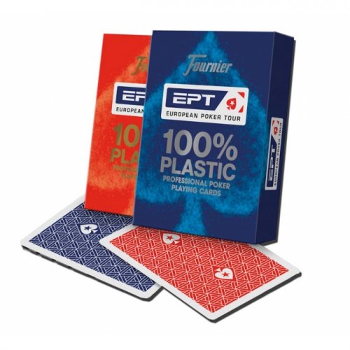 Игральные карты - Игральные карты Fournier EPT 100% Plastic Jumbo Index red/blue