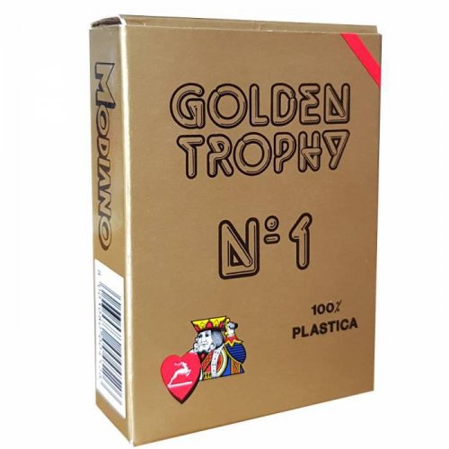 Игральные карты - Гральні Карти Modiano Poker Golden Trophy 100% Plastic 4 Regular Index Red
