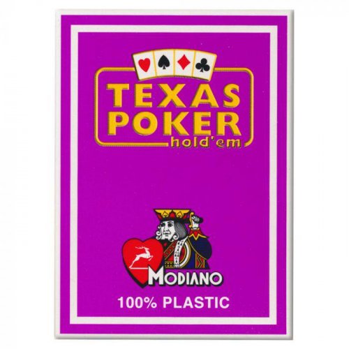 Игральные карты - Игральные Карты Modiano Texas Poker 100% Plastic 2 Jumbo Index Purple