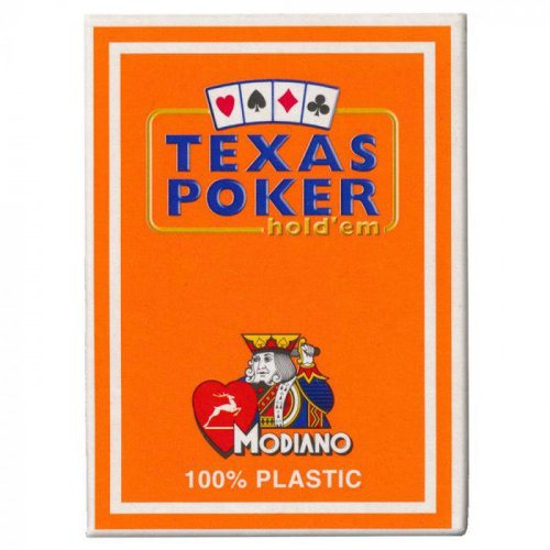 Игральные карты - Гральні Карти Modiano Texas Poker 100% Plastic 2 Jumbo Index Orange
