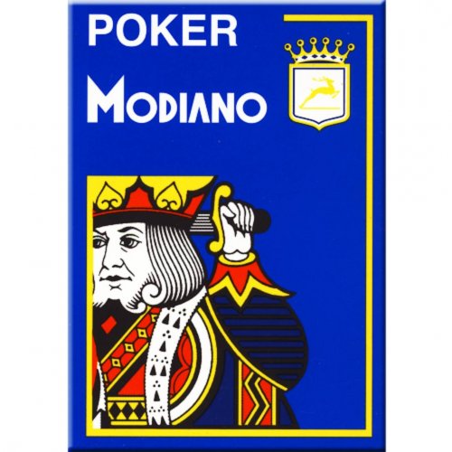 Игральные карты - Игральные Карты Modiano Poker 100% Plastic 4 Jumbo Index Blue