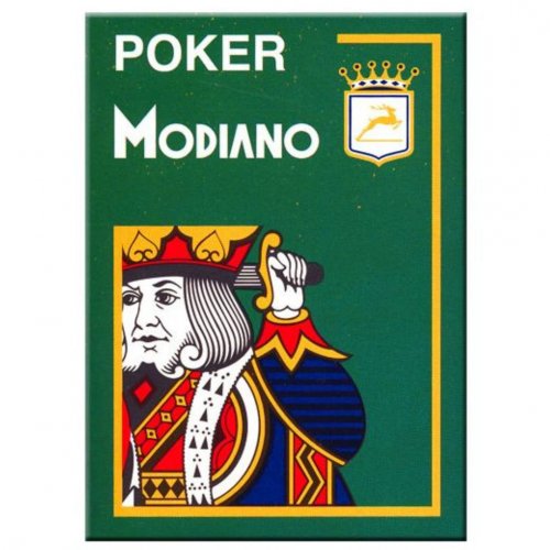 Игральные карты - Игральные Карты Modiano Poker 100% Plastic 4 Jumbo Index Dark Green