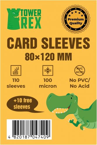 Протекторы для карт 80x120 мм (Tower Rex) Premium Протекторы для карт 80x120 мм (Tower Rex) Premium