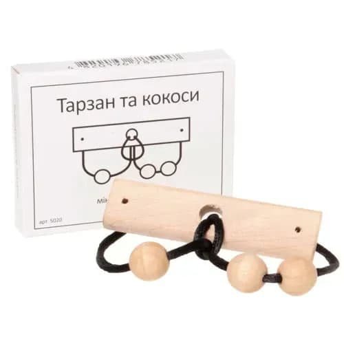 Дерев'яна головоломка Тарзан та кокоси | Міні ЗАМОРОЧКА