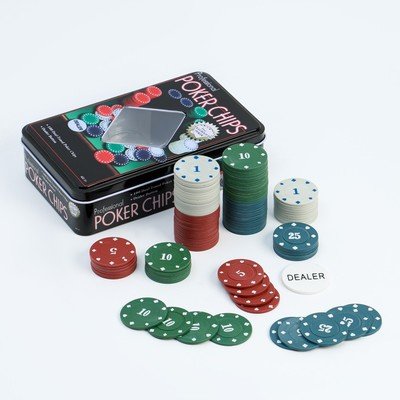 Настольная игра - Настільна гра Фішки для покеру 100 фішок з номіналом у металевій коробці (Poker Chips)