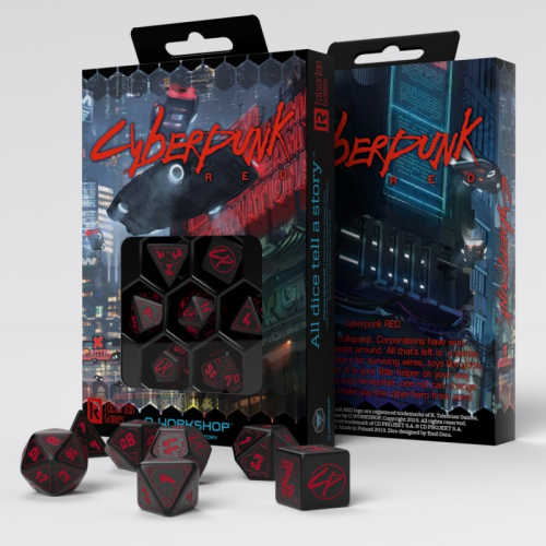 Аксессуары - Набір кубиків Cyberpunk RED RPG Dice Set Black&Red