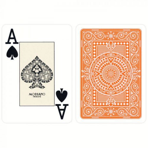 Игральные карты - Гральні Карти Modiano Texas Poker 100% Plastic 2 Jumbo Index Orange
