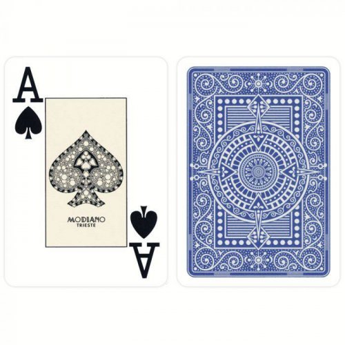 Игральные карты - Игральные Карты Modiano Texas Poker 100% Plastic 2 Jumbo Index Blue