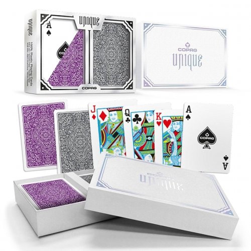 Игральные карты - Пластиковые Игральные Карты COPAG Double DECK JUMBO purple/grey