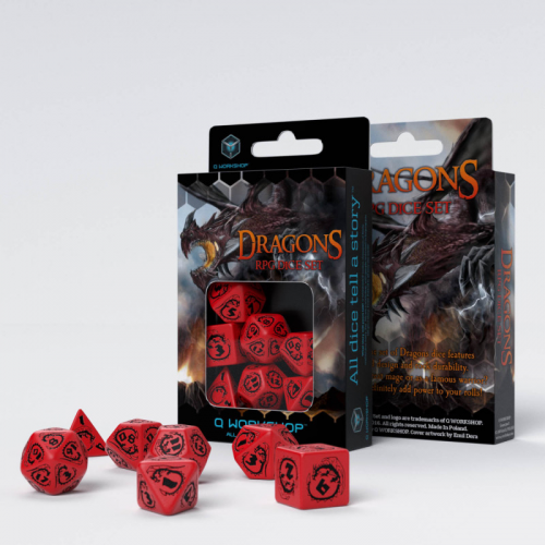Аксессуары - Набор кубиков Dragons Dice Set Red&Black