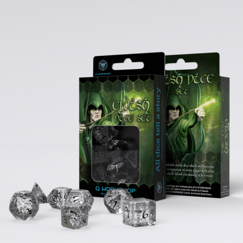 Аксессуары - Набір кубиків Elvish Translucent & Black Dice Set