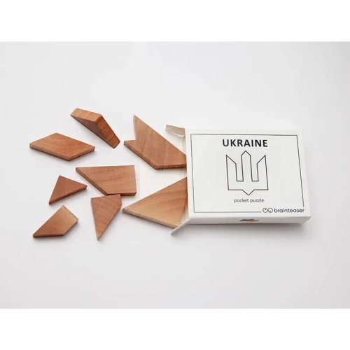 Головоломка - Дерев'яна головоломка UKRAINE pocket puzzle | Міні ЗАМОРОЧКА