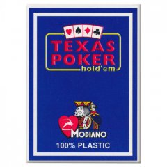  - Гральні Карти Modiano Texas Poker 100% Plastic 2 Jumbo Index Blue
