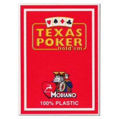  - Гральні Карти Modiano Texas Poker 100% Plastic 2 Jumbo Index Red
